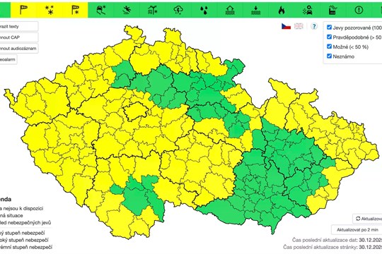 Přelom roku s typicky zimním počasím. Hrozí závěje i silný vítr
