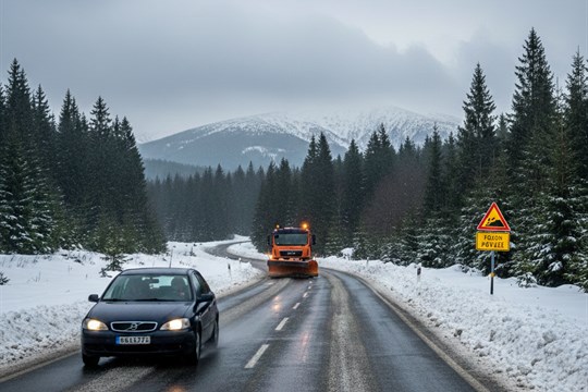Ledovka, sněhové jazyky i závěje: Doprava v kraji vyžaduje zvýšenou opatrnost