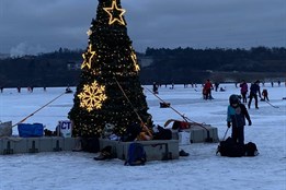 Vánoční strom na Borské přehradě zůstává svítit jako maják pro...