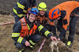 Šťastný konec záchrany chlupatého dobrodruha. Hasiči v Kroměříži...